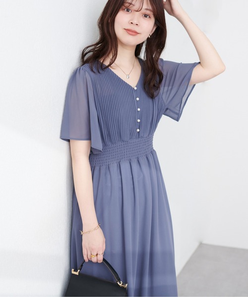 natural couture ワンピース 「WEB限定」フレアスリーブお上品