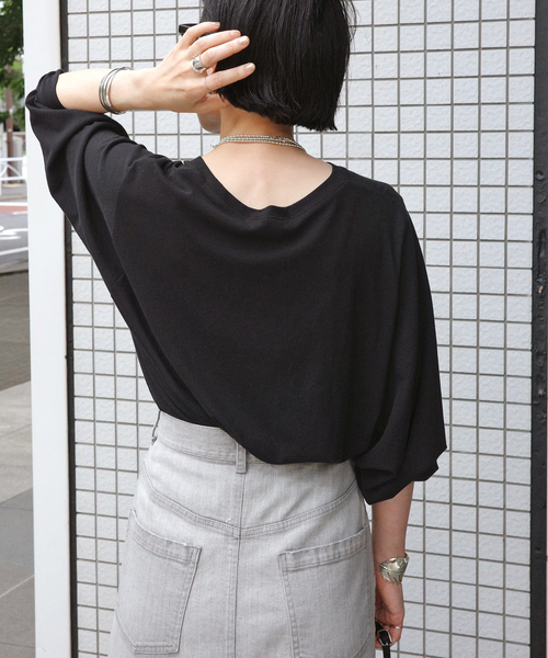 AP STUDIO 2024SS クラフトニット　Tシャツ　黒　美品 ワイドスリーブTシャツ（Tシャツ/カットソー）｜AP STUDIO
