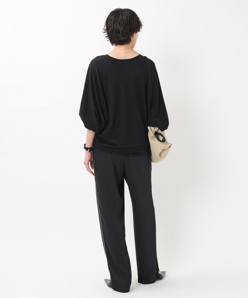 AP STUDIO 2024SS クラフトニット　Tシャツ　黒　美品 AP STUDIO tシャツ Tシャツ 追加 ワイドスリーブTシャツ