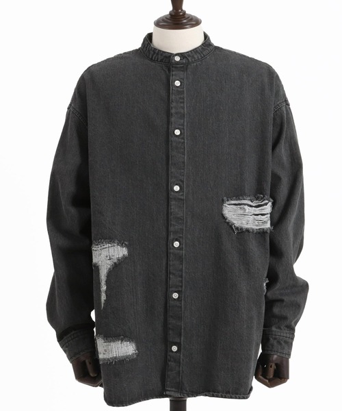 CAMBIO シャツ ms5738-Distressed Hickory Repair Denim Shirts