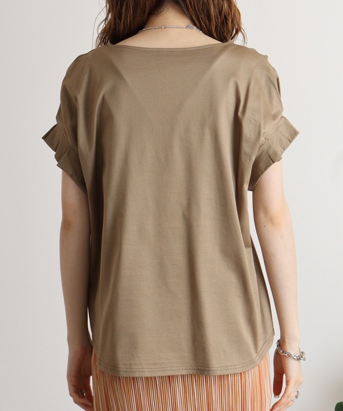 tシャツ Anna Nicola 袖タックロゴプリントカットソー レディース Anna Nicola tシャツ 袖タックロゴプリントカットソー