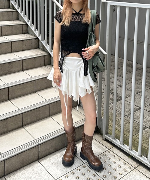 【SELF-PORTRAIT 】上品可愛い◎レースTシャツ sedacle girl tシャツ ガーターデザインレーストップス