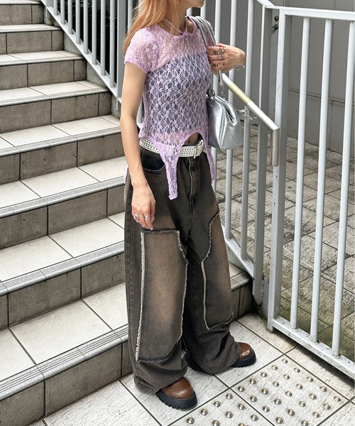 ACCESS FASHION 売れ筋商品|||アクセス ファッション Tシャツ トップス レディース Tops Green セール】FRONT ZIP LINKING TOPS フロント ジップ リンキング