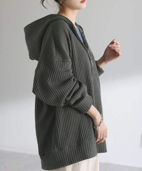 HUG.U パーカー ワッフルパーカー レディース : ZOZOTOWN Yahoo