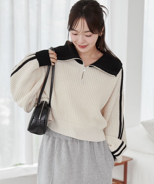 WEGO ニット セーター WEGO/ハーフジップニットプルオーバー