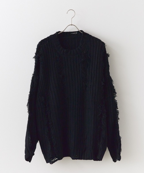 ニット セーター Fringe damage knit / フリンジダメージニット レディース メンズ Chick ニット セーター Fringe damage knit / フリンジダメージ