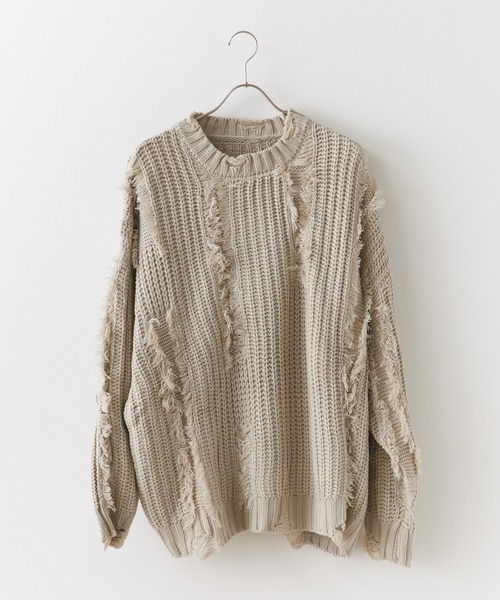 ニット セーター Fringe damage knit / フリンジダメージニット レディース メンズ Chick ニット セーター Fringe damage knit / フリンジダメージ