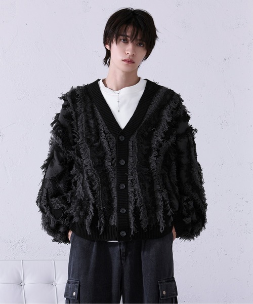 Ellno Loset（エルノロゼット） カーディガン フリンジジャガード