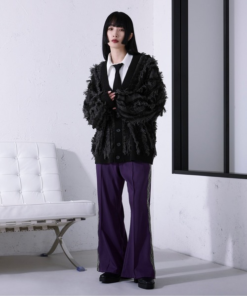 Ellno Loset（エルノロゼット） カーディガン フリンジジャガード 