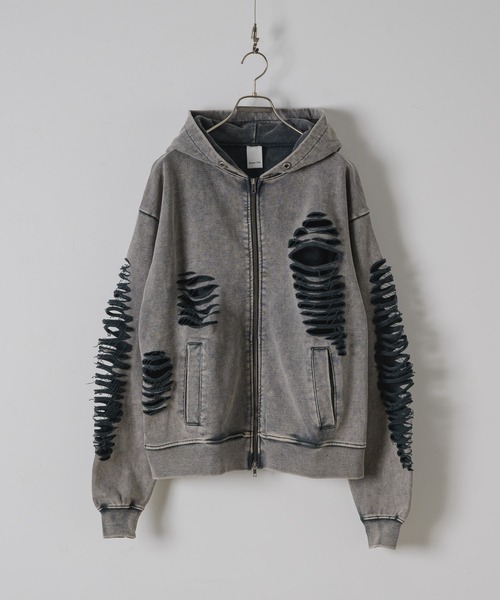 Casper John パーカー Crash zip parka/クラッシュジップ