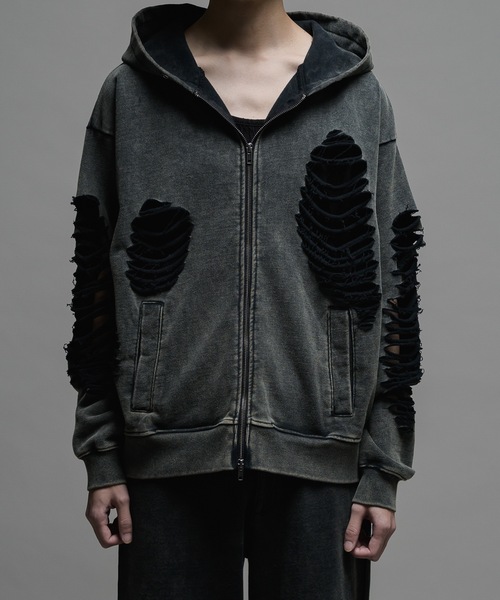 Casper John パーカー Crash zip parka/クラッシュジップ