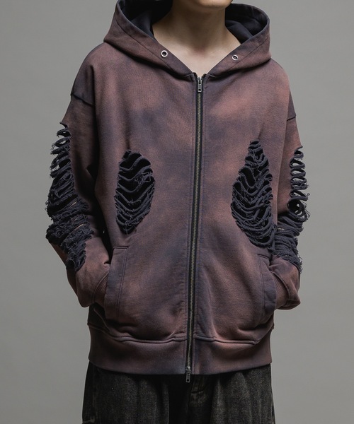 Casper John パーカー Crash zip parka/クラッシュジップ