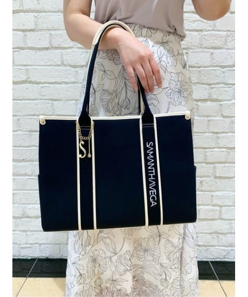 人気★SAMANTHAVEGA ロゴテープキャンバスA4トートバッグ★上品 Samantha Vega トートバッグ ロゴテープキャンバスA4トート