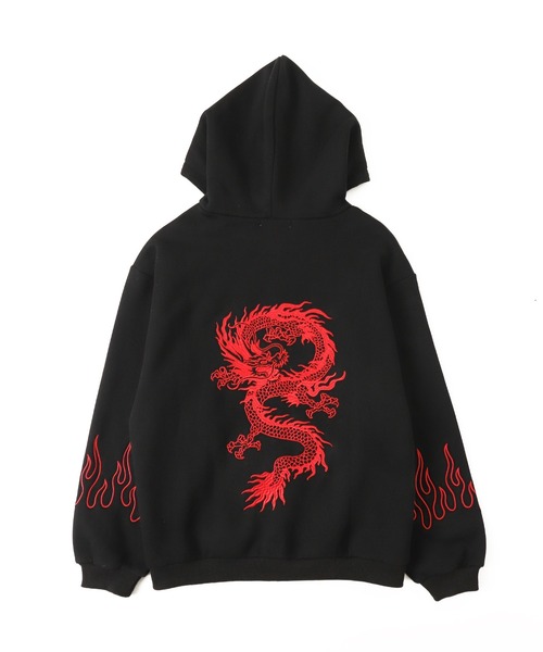 パーカー 「裏起毛」ドラゴン刺繍ビッグZIPパーカー レディース メンズ パーカー 「裏起毛」ドラゴン刺繍ビッグZIPパーカー レディース