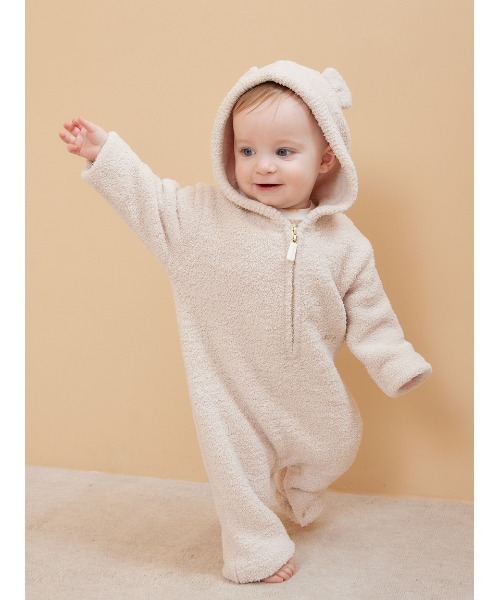 ベビー服 ロンパース 「限定カラーあり」「BABY」パウダーベアロンパースの画像