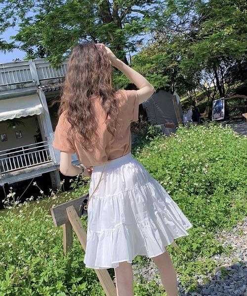 2ly2 スカート 夏映えカラー軽やかティアードハイウエストスカート
