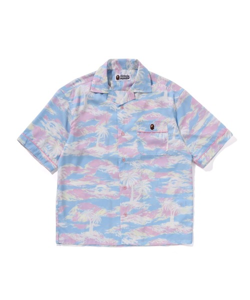 ブラウス シャツ PALM TREE CAMO OPEN COLLAR SHIRT レディース