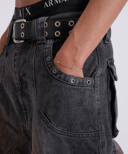ANDER HUNK ジーンズ Overdyed Baggy Denim Cargo Pants