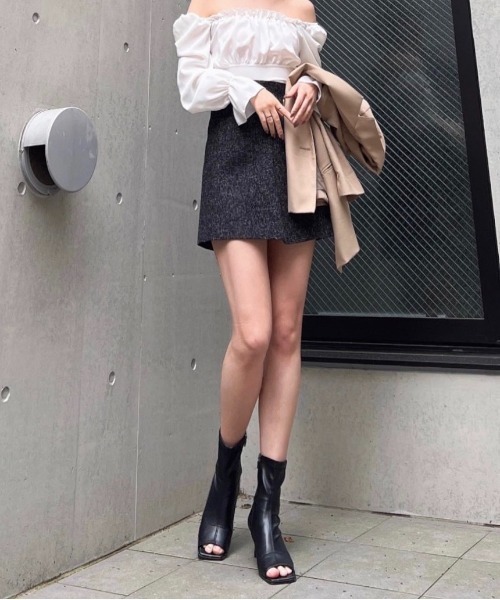 「AMAIL」 オープントゥブーツ M ブラック レディース_画像7