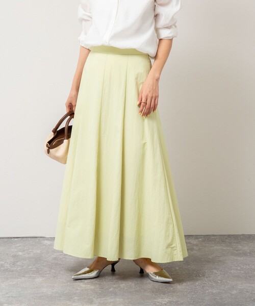 【新品】NOLLEY'S シアースラブローンスカート 38 グリーン　麻混 新品】NOLLEY'S シアースラブローンスカート 38 グリーン 麻混