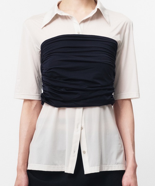 THINGS THAT MATTER SHEER JERSEY SHIRTS WITH BARE TOP