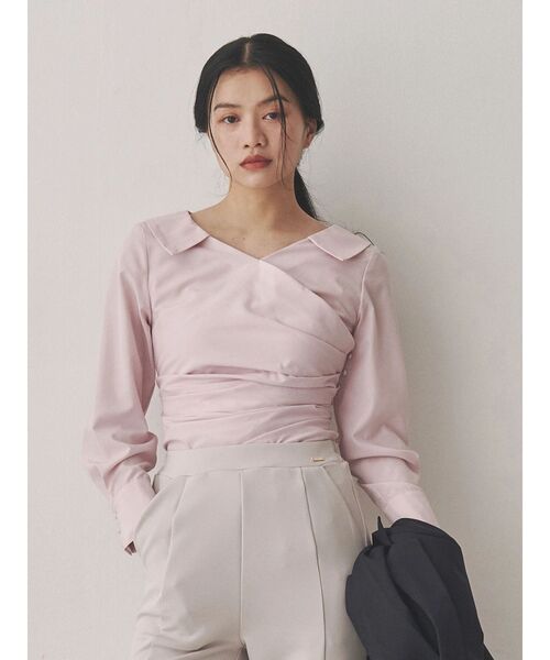 ブラウス シャツ スキッパータックカシュクールブラウス レディース TONAL ブラウス シャツ スキッパータックカシュクールブラウス