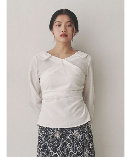 ブラウス シャツ スキッパータックカシュクールブラウス レディース TONAL ブラウス シャツ スキッパータックカシュクールブラウス
