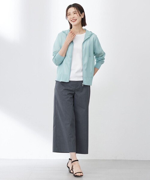 パーカー 「WEB限定カラーあり・洗える」SHEER LIGHT KNIT ラメ パーカー レディースの画像