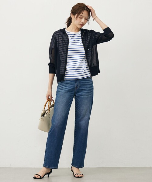 パーカー 「WEB限定カラーあり・洗える」SHEER LIGHT KNIT ラメ パーカー レディースの画像