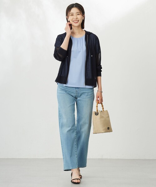 パーカー 「WEB限定カラーあり・洗える」SHEER LIGHT KNIT ラメ パーカー レディースの画像