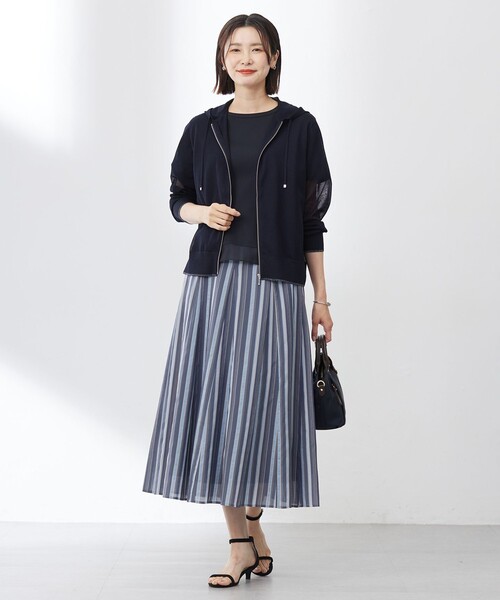 パーカー 「WEB限定カラーあり・洗える」SHEER LIGHT KNIT ラメ パーカー レディースの画像