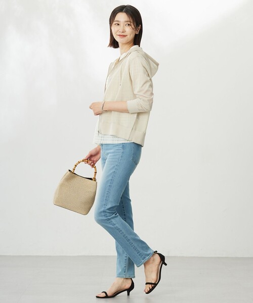 パーカー 「WEB限定カラーあり・洗える」SHEER LIGHT KNIT ラメ パーカー レディースの画像