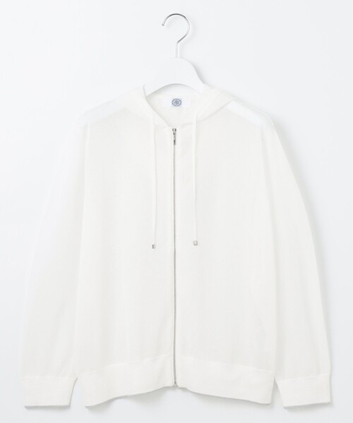 パーカー 「WEB限定カラーあり・洗える」SHEER LIGHT KNIT ラメ パーカー レディースの画像