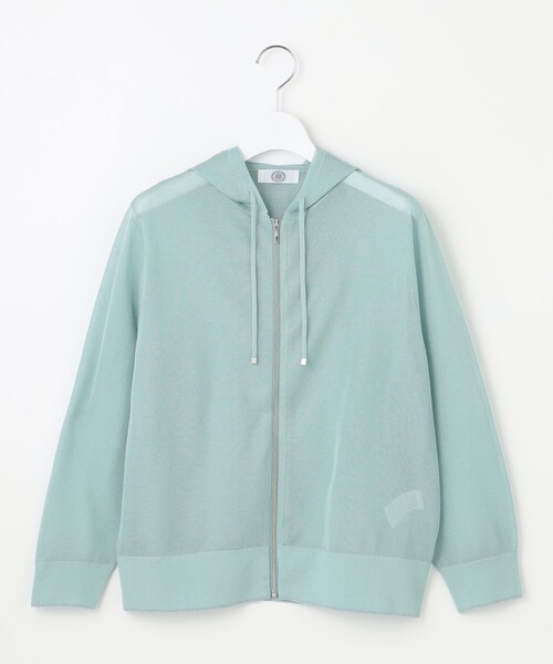 パーカー 「WEB限定カラーあり・洗える」SHEER LIGHT KNIT ラメ パーカー レディースの画像
