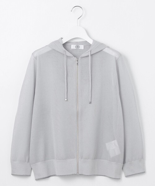 パーカー 「WEB限定カラーあり・洗える」SHEER LIGHT KNIT ラメ パーカー レディースの画像