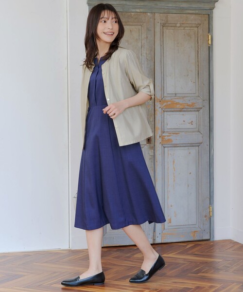 Tiaclasse ブラウス シャツ ノーカラーシアーシャツ レディース