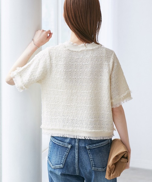 専用　HERMES　ハーフシルク/リブニットカーディガン 2023年 春夏新作 HERMES エルメス カーディガン ハーフジップ Vネック