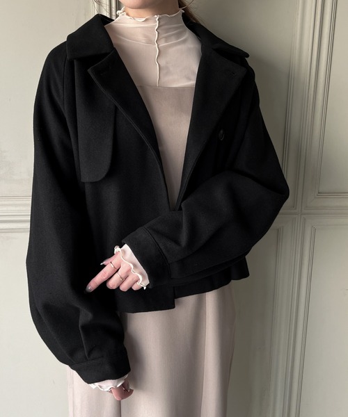 「JUNOAH」 テーラードジャケット LARGE ダークグレー レディース_画像3