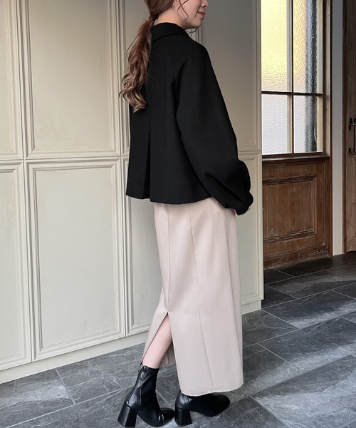 「JUNOAH」 テーラードジャケット LARGE ダークグレー レディース_画像6