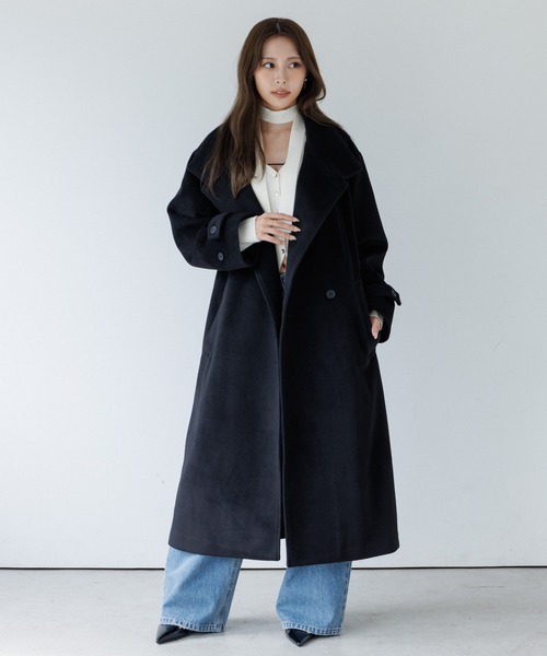 Fete トレンチコート　Twiggy A-lineコート　黒　ブラック Fete トレンチコートTwiggy A-lineコート