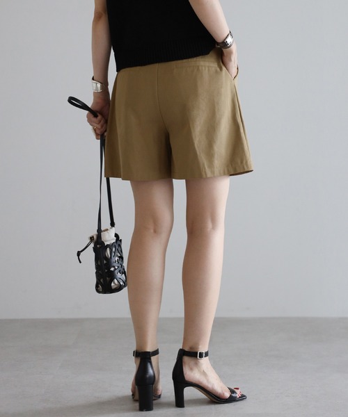 sheller シェリエ フロントタックレザーショートパンツ シェリエ sheller レザーショートパンツ ショートパンツ ボトムス