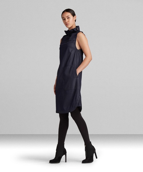【値下げ】G-STAR RAW rovic slim dress ミニワンピース SLY | COLLARED PLEATS HG ショートワンピース (ワンピース(ミニ