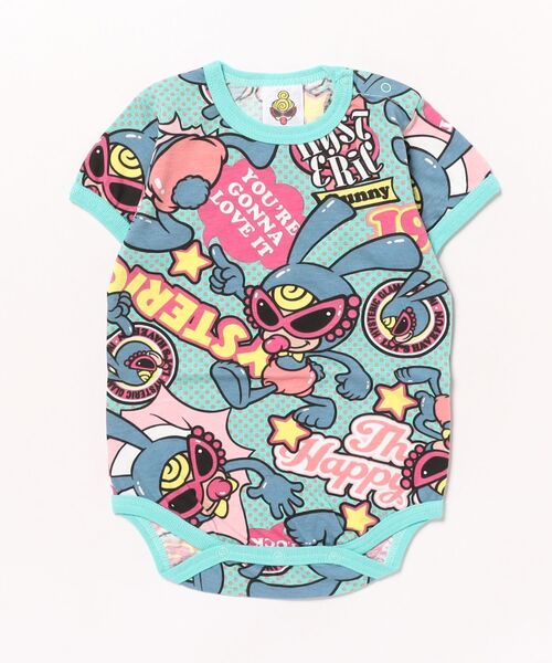 ヒスミニ 半袖 ロンパース 4着 HYSTERIC MINI ベビー服 ロンパース HAPPY BUNNY総柄 半袖