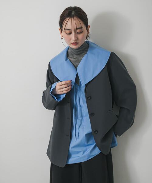 【らーめん】Apart by　ルーズジャケットコート（ライトブルー） SENSE OF PLACE by URBAN RESEARCH コート アウター 2WAYルーズ