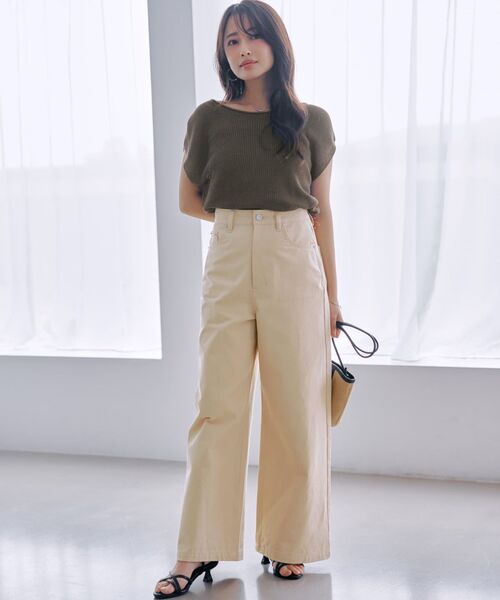 COHINA(コヒナ) チノパン COHINA DENIM カラーフレアワイド 「低身長 COHINA(コヒナ) チノパン COHINA DENIM カラーフレアワイド 「低身長