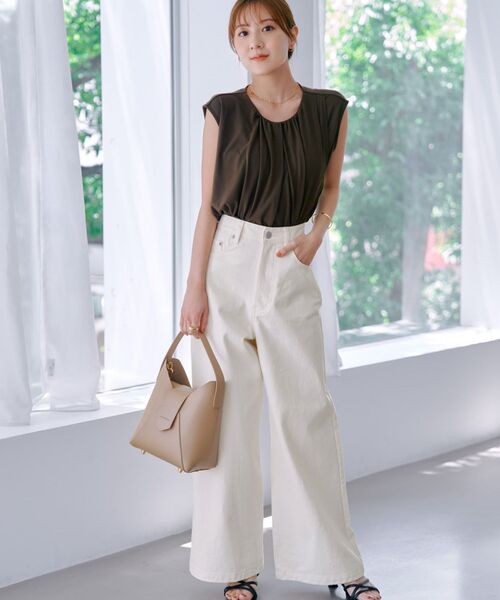 COHINA(コヒナ) チノパン COHINA DENIM カラーフレアワイド 「低身長 COHINA(コヒナ) チノパン COHINA DENIM カラーフレアワイド 「低身長