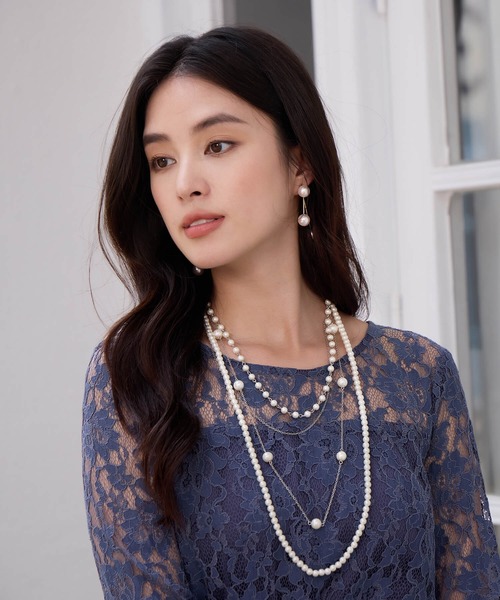 DRESS+（ドレスプラス） ネックレス 華やかな4連パールネックレス 