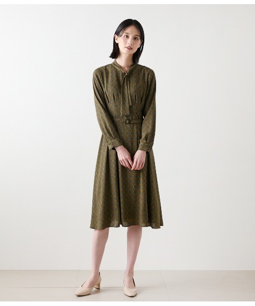 NEWYORKER（ニューヨーカー） ワンピース ビットプリント ボウタイ