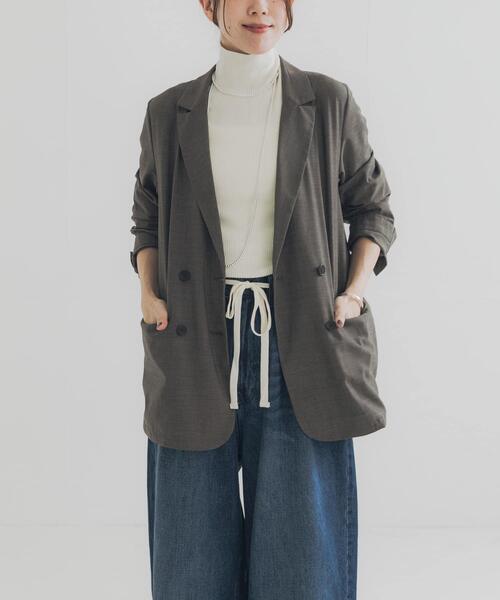 URBAN RESEARCH ウール混コート 七分袖 チャコール URBAN RESEARCH（アーバンリサーチ） コート アウター ウール混ダブル