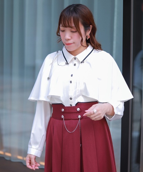 axes femme（アクシーズ ファム） ブラウス シャツ 連釦×チェーン付